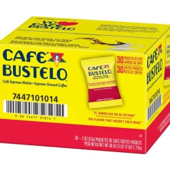 Café Bustelo Espresso Blend Coffee Packs, Dark Roast, Packet Makes 8 Cups, 30 Packs/Carton