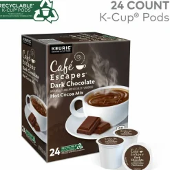 Cafe Escapes Caf Escapes Dark Chocolate Hot Cocoa Single Serve K Cup , Box Of 24