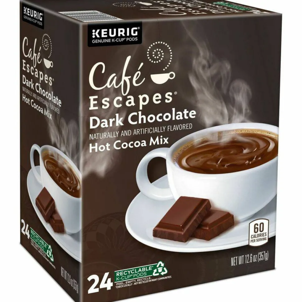 Cafe Escapes Caf Escapes Dark Chocolate Hot Cocoa Single Serve K Cup , Box Of 24