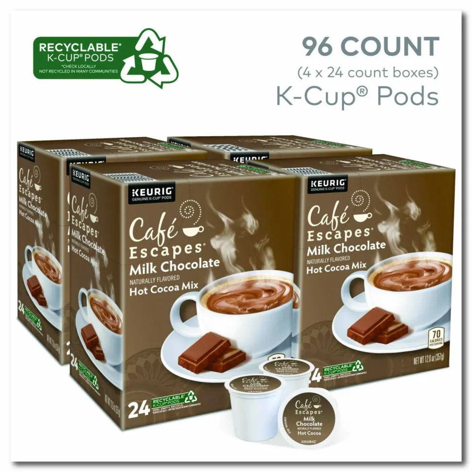 Café Escapes Cafe Escapes Milk Chocolate Hot Cocoa K-Cups, 96/Carton