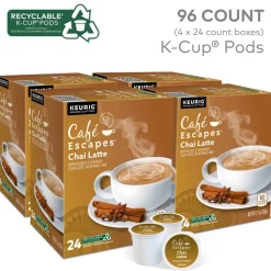 Café Escapes Chai Latte Keurig Single-Serve K-Cup Pods, 24 Pods Per Pack, Case Of 4 Packs