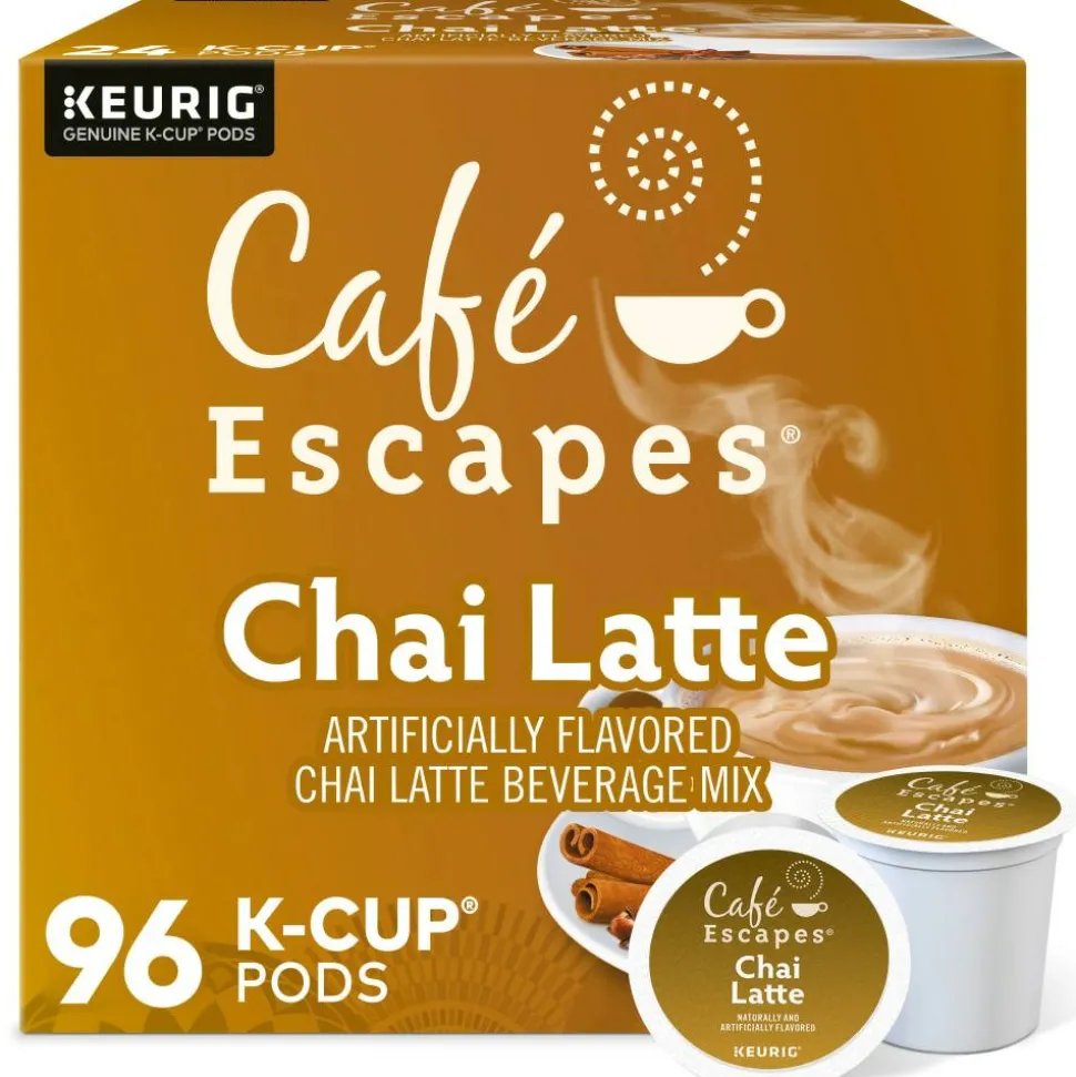Café Escapes Chai Latte Keurig Single-Serve K-Cup Pods, 24 Pods Per Pack, Case Of 4 Packs