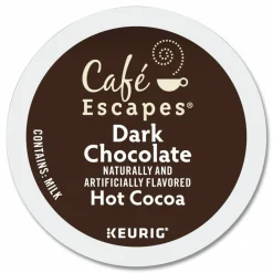 Café Escapes Dark Chocolate Hot Cocoa K-Cups, 24/Box, 4 Box/Carton