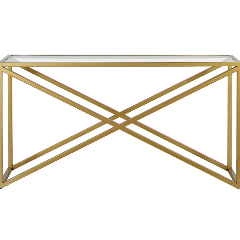 Calix 55" Wide Rectangular Console Table in Brass