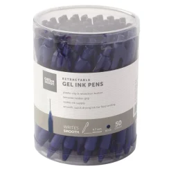 Callisto Retractable Gel Ink Pens, Medium Point, 0.7 mm, Blue Barrels, Blue Ink, Pack Of 50 Pens