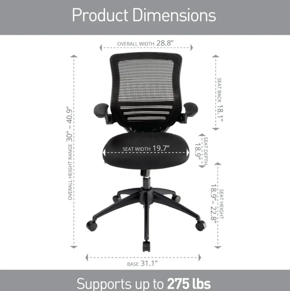 Calusa Mesh Mid-Back Manager's Office Chair, Black, BIFMA Compliant