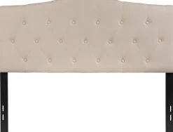 Cambridge Tufted Upholstered Full Size Headboard in Beige Fabric