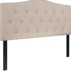 Cambridge Tufted Upholstered Full Size Headboard in Beige Fabric