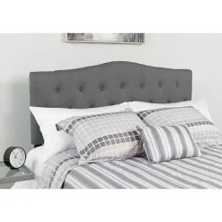 Cambridge Tufted Upholstered King Size Headboard in Dark Gray Fabric