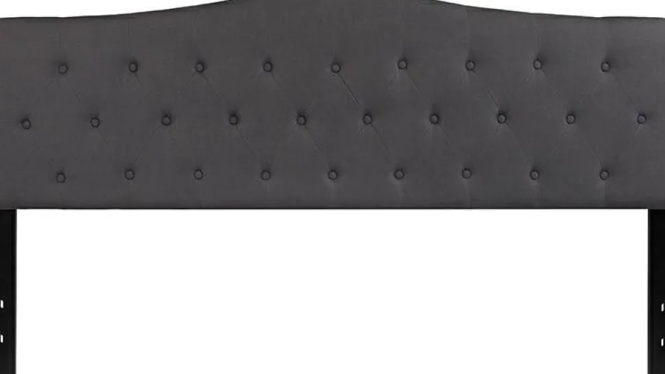 Cambridge Tufted Upholstered King Size Headboard in Dark Gray Fabric