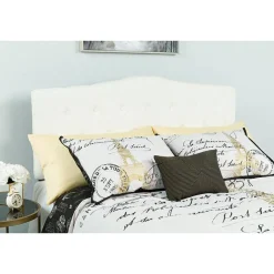 Cambridge Tufted Upholstered King Size Headboard in White Fabric