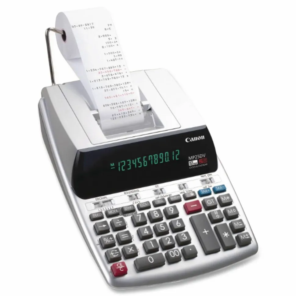 Canon MP25DV 12-Digit Ribbon Printing Calculator, Black/Red Print, 4.3 Lines/Sec