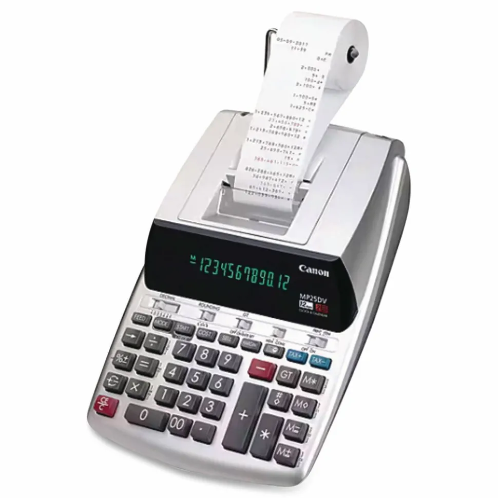 Canon MP25DV 12-Digit Ribbon Printing Calculator, Black/Red Print, 4.3 Lines/Sec