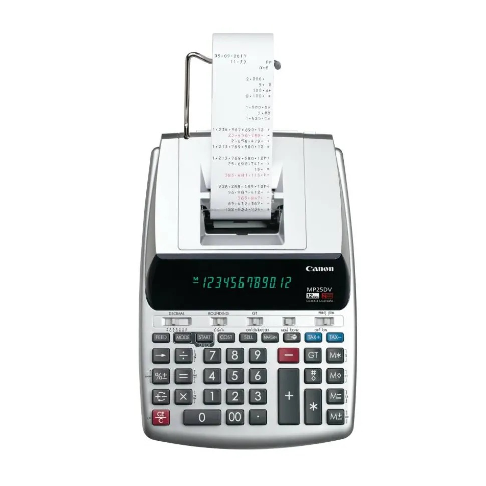 Canon MP25DV 12-Digit Ribbon Printing Calculator, Black/Red Print, 4.3 Lines/Sec
