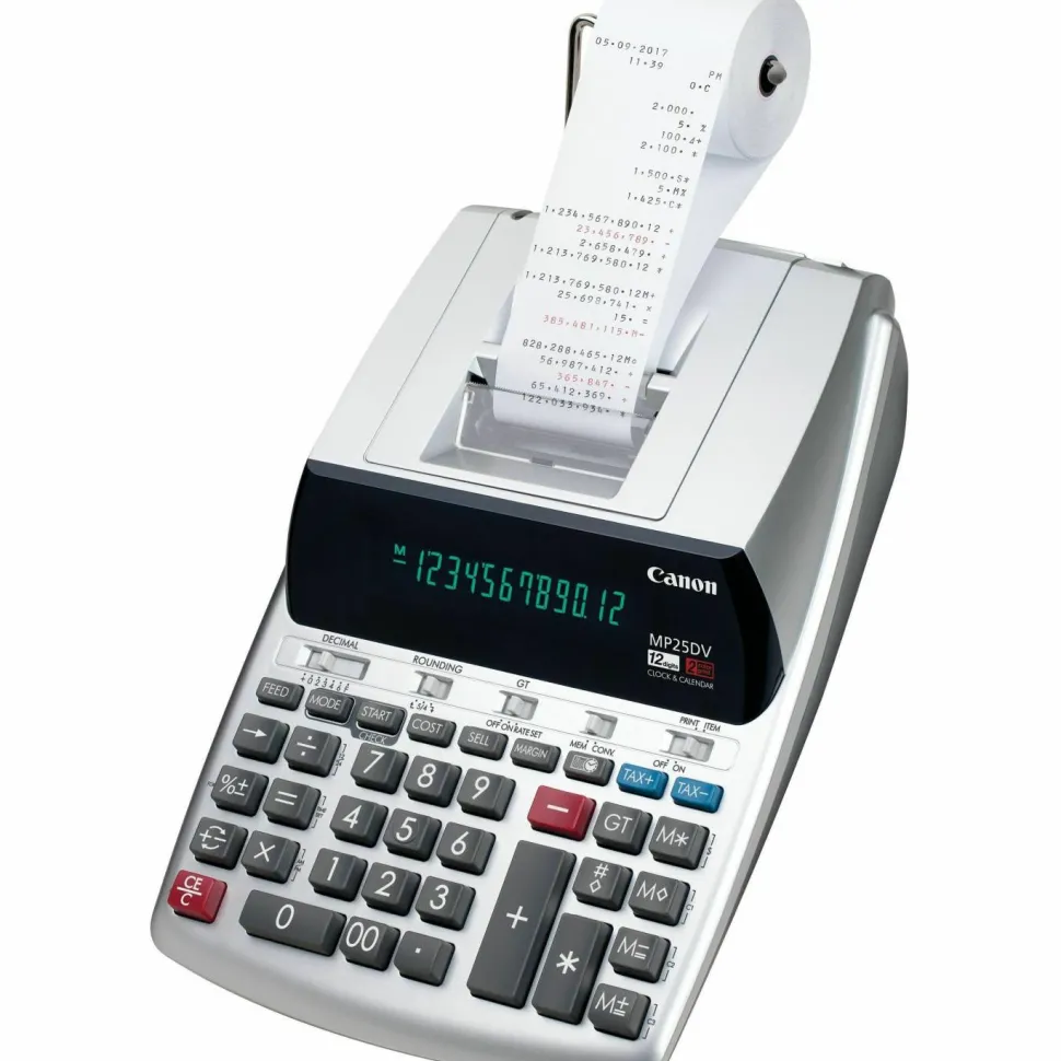Canon MP25DV 12-Digit Ribbon Printing Calculator, Black/Red Print, 4.3 Lines/Sec