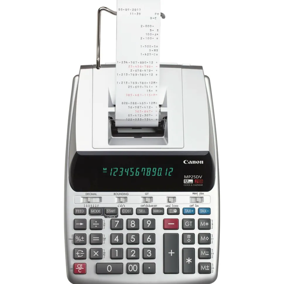 Canon MP25DV 12-Digit Ribbon Printing Calculator, Black/Red Print, 4.3 Lines/Sec