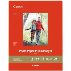 Canon Photo Paper Plus Glossy II, 10.6 mil, 8.5 x 11, Glossy White, 20/Pack