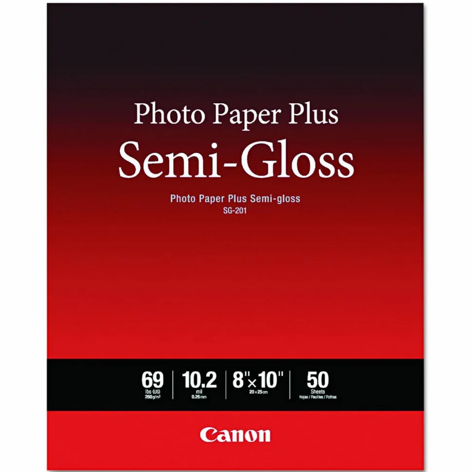 Canon Photo Paper Plus Semi-Gloss, 10.2 mil, 8 x 10, Semi-Gloss White, 50/Pack