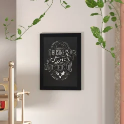 Canterbury 18" x 24" Black Wall Mount Magnetic Chalkboard Sign with Eraser, Hanging Wall Chalkboard Memo Board for Home, School, or Business