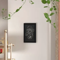 Canterbury 11" x 17" Black Wall Mount Magnetic Chalkboard Sign with Eraser, Hanging Wall Chalkboard Memo Board for Home, School, or Business