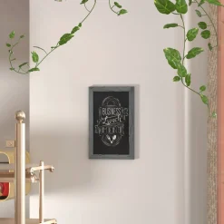Canterbury 11" x 17" Rustic Gray Wall Mount Magnetic Chalkboard Sign with Eraser, Hanging Wall Chalkboard Memo Board for Home, School, or Business