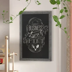 Canterbury 24" x 36" Rustic Gray Wall Mount Magnetic Chalkboard Sign with Eraser, Hanging Wall Chalkboard Memo Board for Home, School, or Business