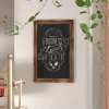 Canterbury 20" x 30" Torched Wood Wall Mount Magnetic Chalkboard Sign with Eraser, Hanging Wall Chalkboard Memo Board for Home, School, or Business