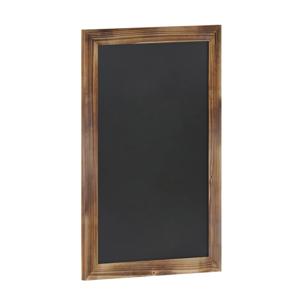 Canterbury 20" x 30" Torched Wood Wall Mount Magnetic Chalkboard Sign with Eraser, Hanging Wall Chalkboard Memo Board for Home, School, or Business