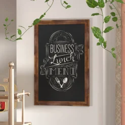 Canterbury 24" x 36" Torched Wood Wall Mount Magnetic Chalkboard Sign with Eraser, Hanging Wall Chalkboard Memo Board for Home, School, or Business