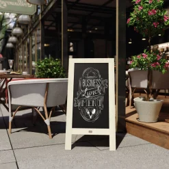 Canterbury 40" x 20" Vintage Wooden A-Frame Magnetic Indoor/Outdoor Chalkboard Sign, Freestanding Double Sided Extra Large Message Board, White