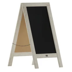 Canterbury 40" x 20" Weathered Wooden Indoor/Outdoor A-Frame Magnetic Chalkboard Sign Set with 8 Chalk Markers, 10 Stencils, and 2 Magnets, and Eraser