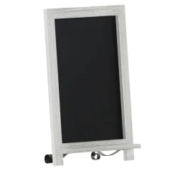 Canterbury 12" x 17" Whitewashed Tabletop Magnetic Chalkboard Sign with Metal Scrolled Legs, Hanging Wall Chalkboard, Countertop Memo Board