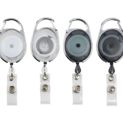 Carabiner-Style ID Card Reels, Assorted Colors, Pack Of 4