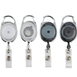Carabiner-Style ID Card Reels, Assorted Colors, Pack Of 4