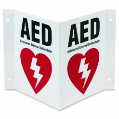 CARDIACT AED Three-View Wall Sign, 10" x 5.25" x 9"