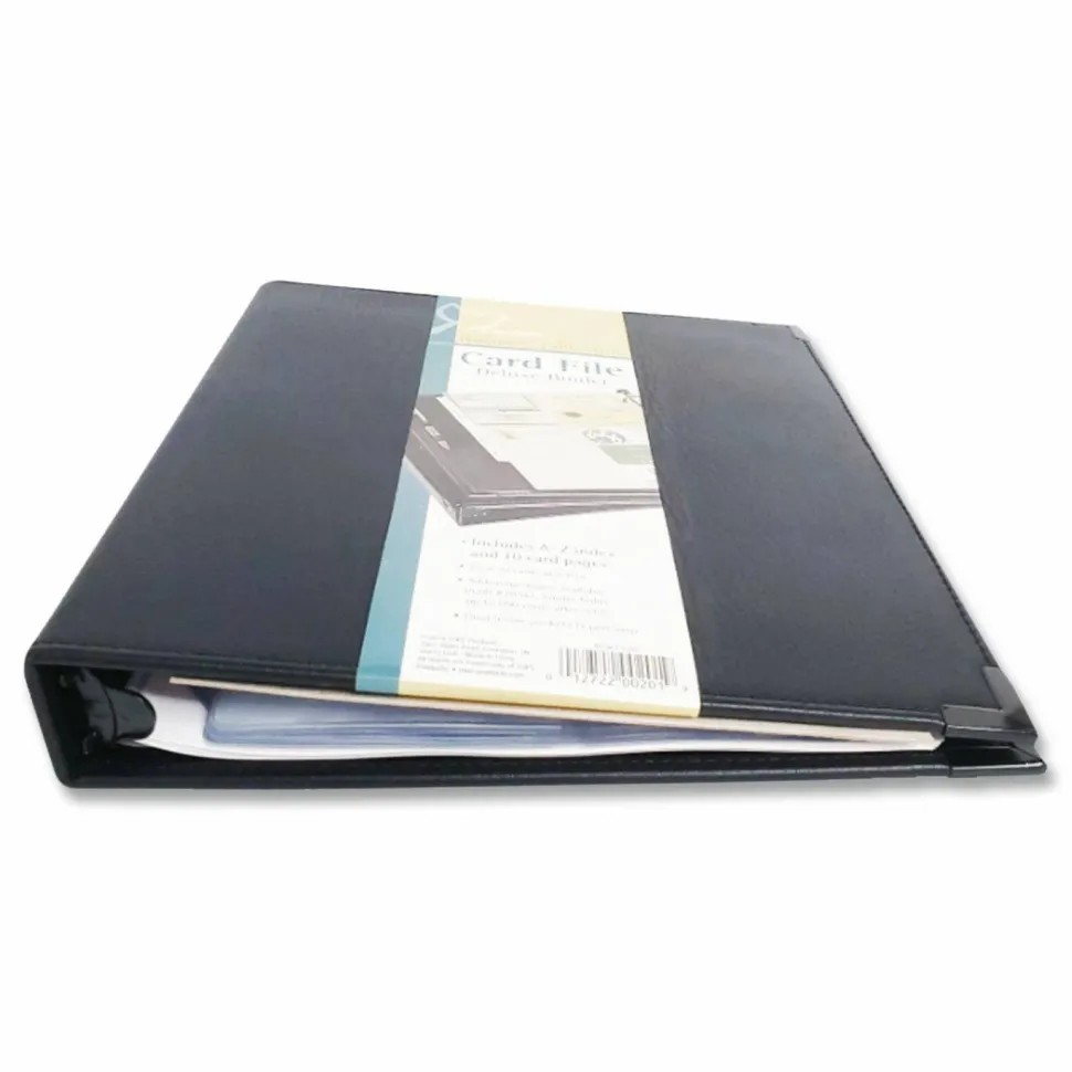Cardinal Business Collection Card File Binder, 11 5/8"H x 10 1/2"W x 1 3/4"D, Black