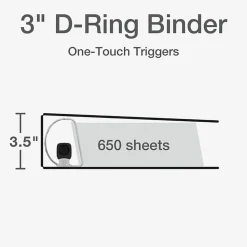 Cardinal Premier Easy Open ClearVue Locking Slant-D Ring Binder, 3 Rings, 3" Capacity, 11 x 8.5, White