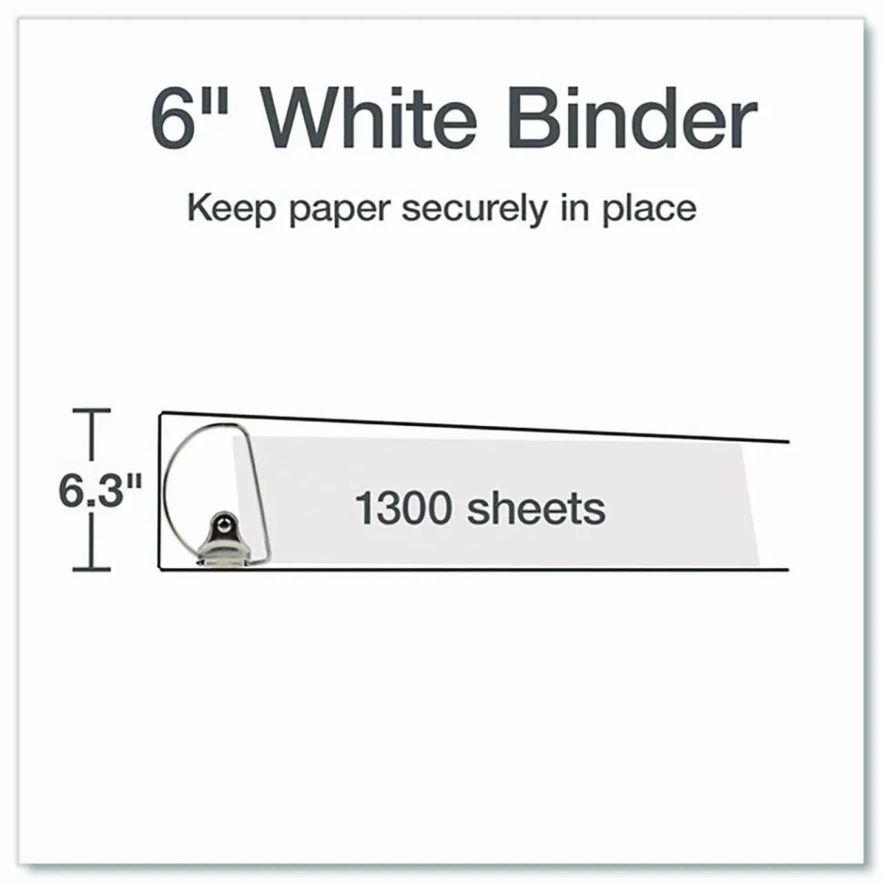 Cardinal XtraLife ClearVue Nonstick Locking Slant 3-Ring Binder, 6" D-Rings, White