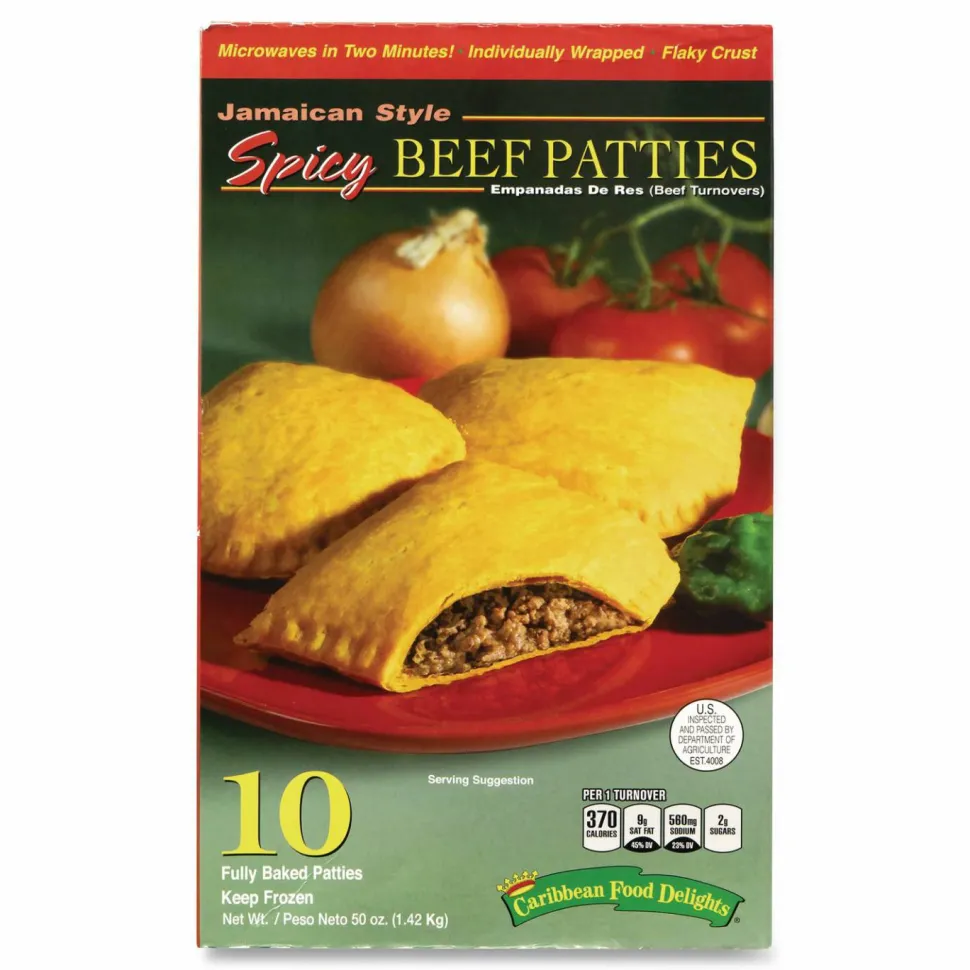 Caribbean Food Delights Jamacian Style Spicy Beef Empanadas, 5 oz, 10/Carton