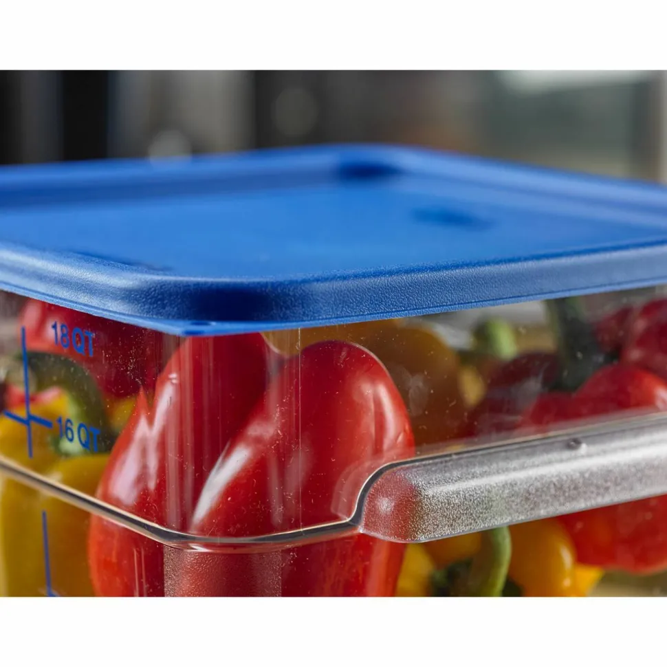 Carlisle Squares Food Storage Container Lid, 11.38 x 11.38 x 0.63, Blue, Plastic