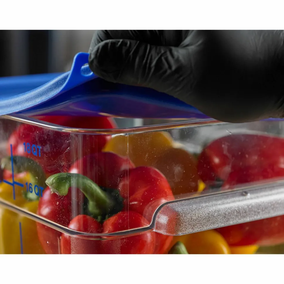 Carlisle Squares Food Storage Container Lid, 11.38 x 11.38 x 0.63, Blue, Plastic