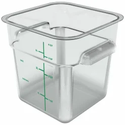 Carlisle Squares Polycarbonate Food Storage Container, 4 qt, 7.13 x 7.13 x 7.29, Clear, Plastic