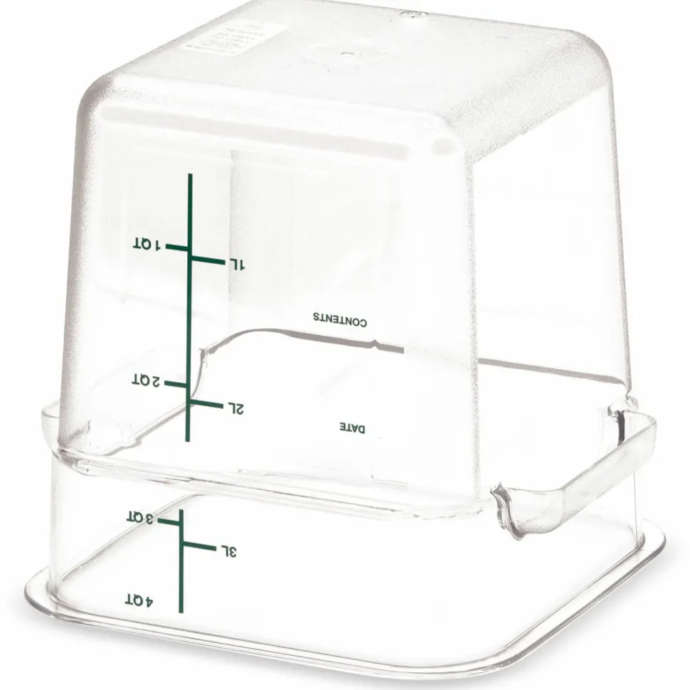 Carlisle Squares Polycarbonate Food Storage Container, 4 qt, 7.13 x 7.13 x 7.29, Clear, Plastic