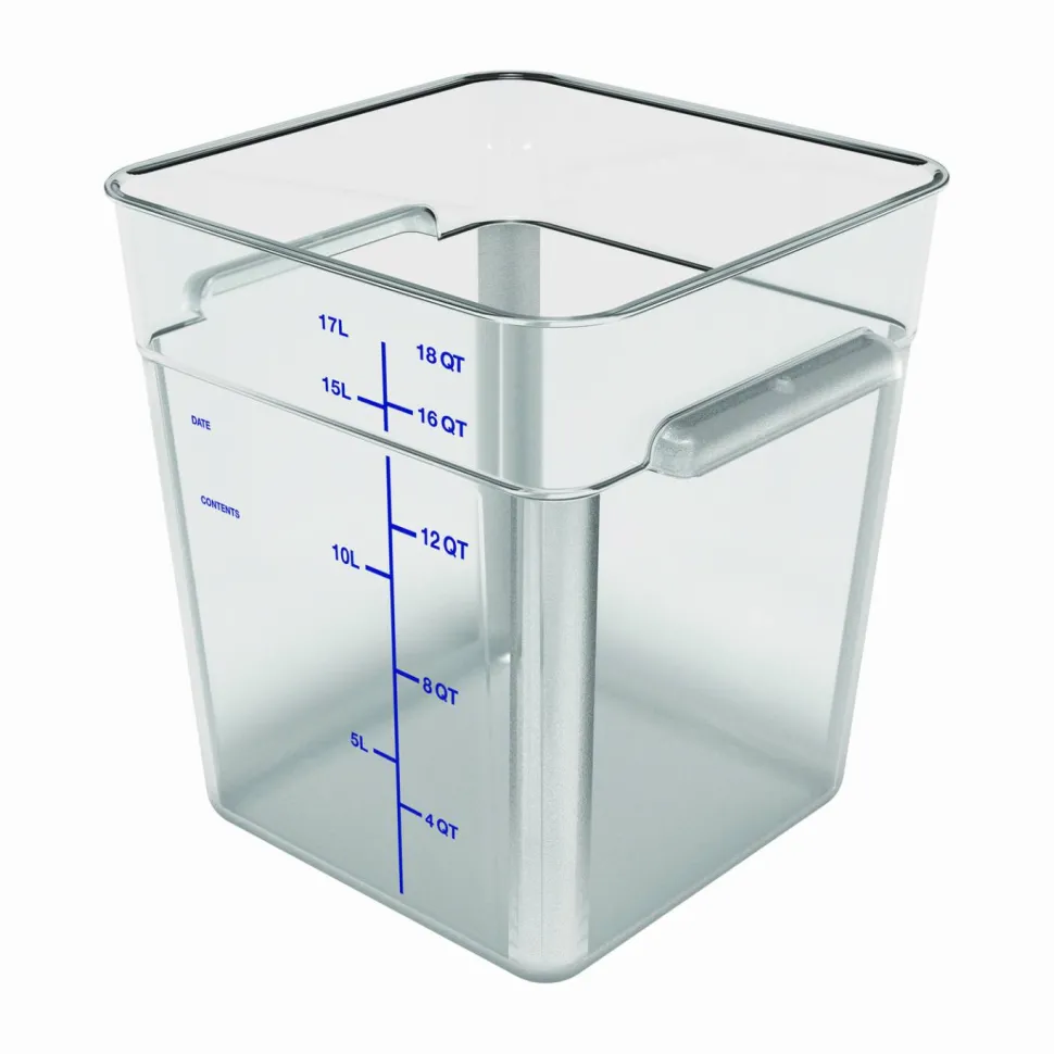 Carlisle Squares Polycarbonate Food Storage Container, 6 qt, 8.75 x 8.75 x 7.31, Clear, Plastic