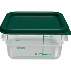 Carlisle Squares Polycarbonate Food Storage Container, 2 qt, 7.13 x 7.13 x 3.8, Clear, Plastic
