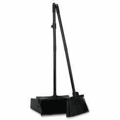 Carlisle Duo-Pan Upright Dust Pan and Broom, 11.8 x 36, 24.5" Handle, Plastic, Black