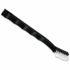 Carlisle Flo-Pac Utility Toothbrush Style Maintenance Brush, White Nylon Bristles, 7.25" Brush, 7" Black Polypropylene Handle