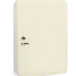 CARL Steel Security Key Cabinet, 12.5"L x 9.3"W x 3.5"H, Lockable, Wall Mountable, Ivory, Steel
