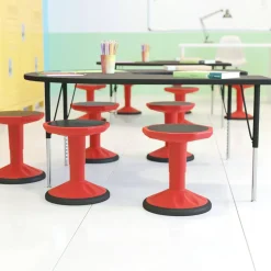 Carter Adjustable Height Kids Flexible Active Stool for Classroom and Home with Non-Skid Bottom in Red, 14" - 18" Seat Height