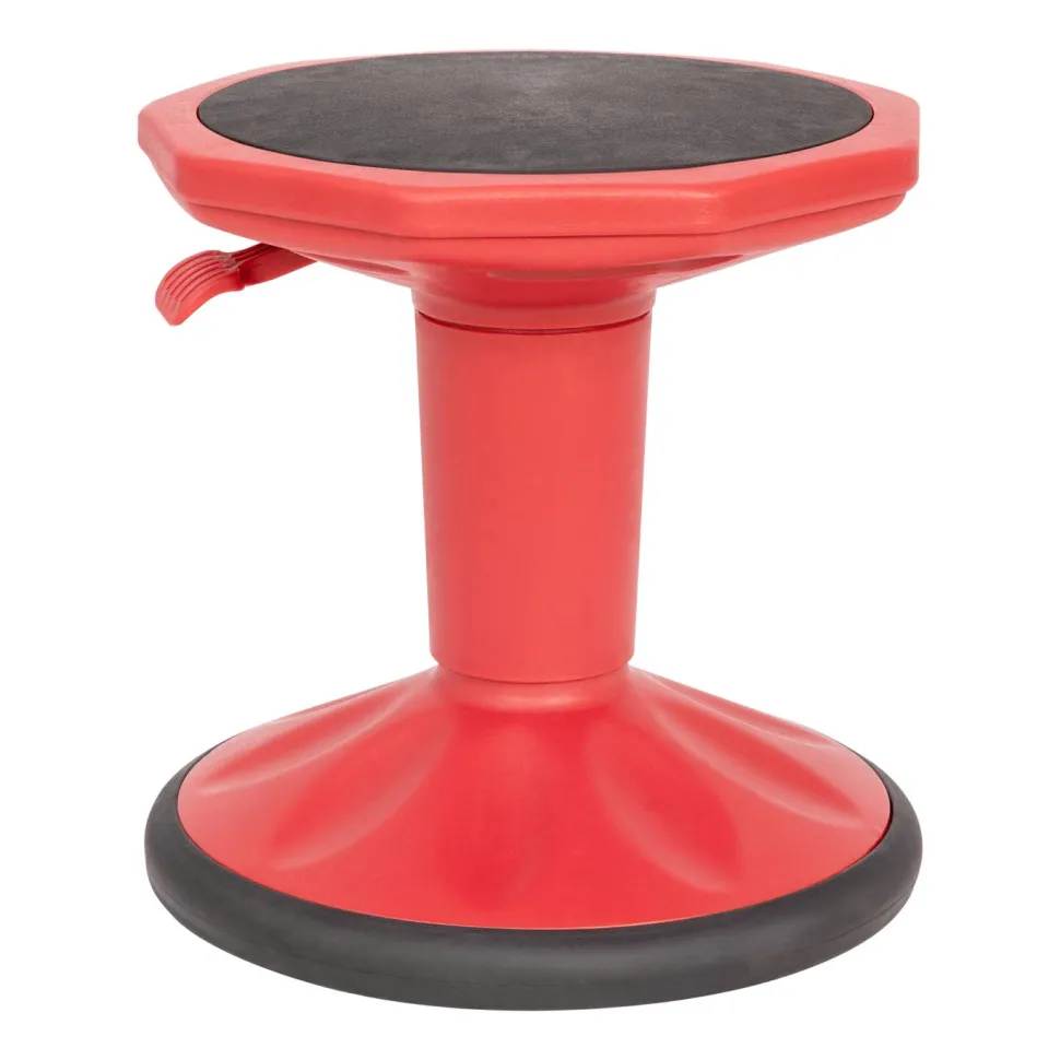 Carter Adjustable Height Kids Flexible Active Stool for Classroom and Home with Non-Skid Bottom in Red, 14" - 18" Seat Height